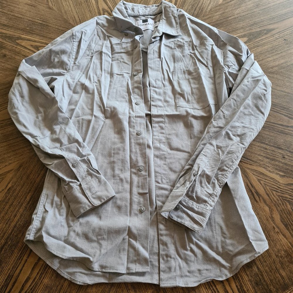 TOPMAN Long Sleeve Oxford Muscle Fit Shirt - S